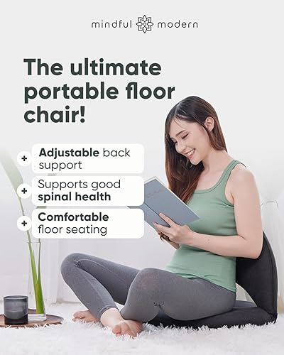 Miniatura 2 de Mindful Modern Silla de meditación  Silla de piso ajustable con soporte de respaldo  Asiento acolchado para apoyo de postura y comodidad  Plegable