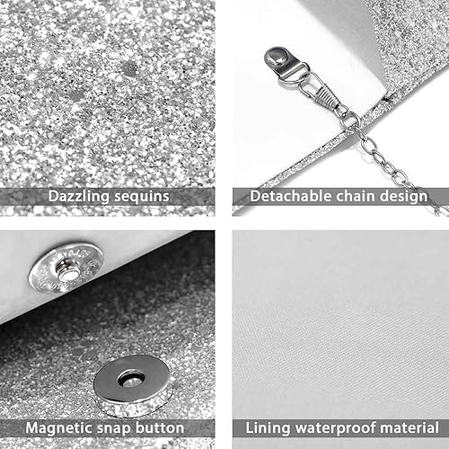 Miniatura 4 de Yokawe Bolsos de mano para mujer, bolso de noche con lentejuelas, con purpurina, fiesta, boda, baile de graduación, bolsos formales