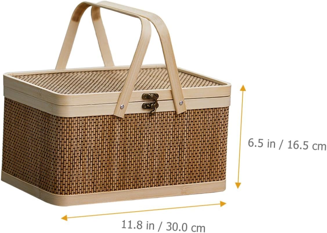 Designed Woven Natural Wood Picnic Basket with Table Lacquer Insulated Bag for Food Oval Wicker Picnic Set