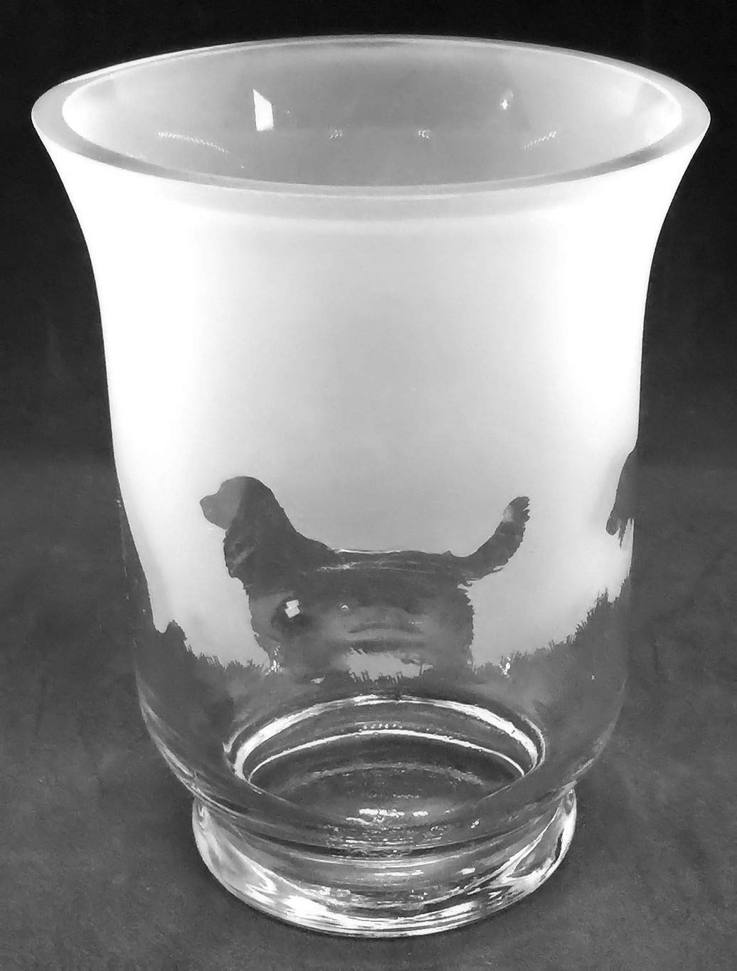 Cocker Spaniel Frieze - Boxed 14.5cm Glass Vase/Hurricane Lantern