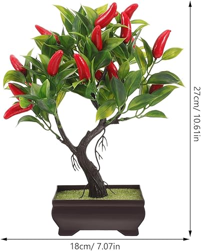 Miniatura 6 de Cabilock Árbol de chile artificial realista, bonsái, planta en maceta de chile falso para interiores