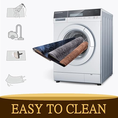 Miniatura 6 de Tapete semicircular para puerta interior de 18"x30", antideslizante, lavable a máquina, alfombra de entrada para exterior delantero/trasero, Gris