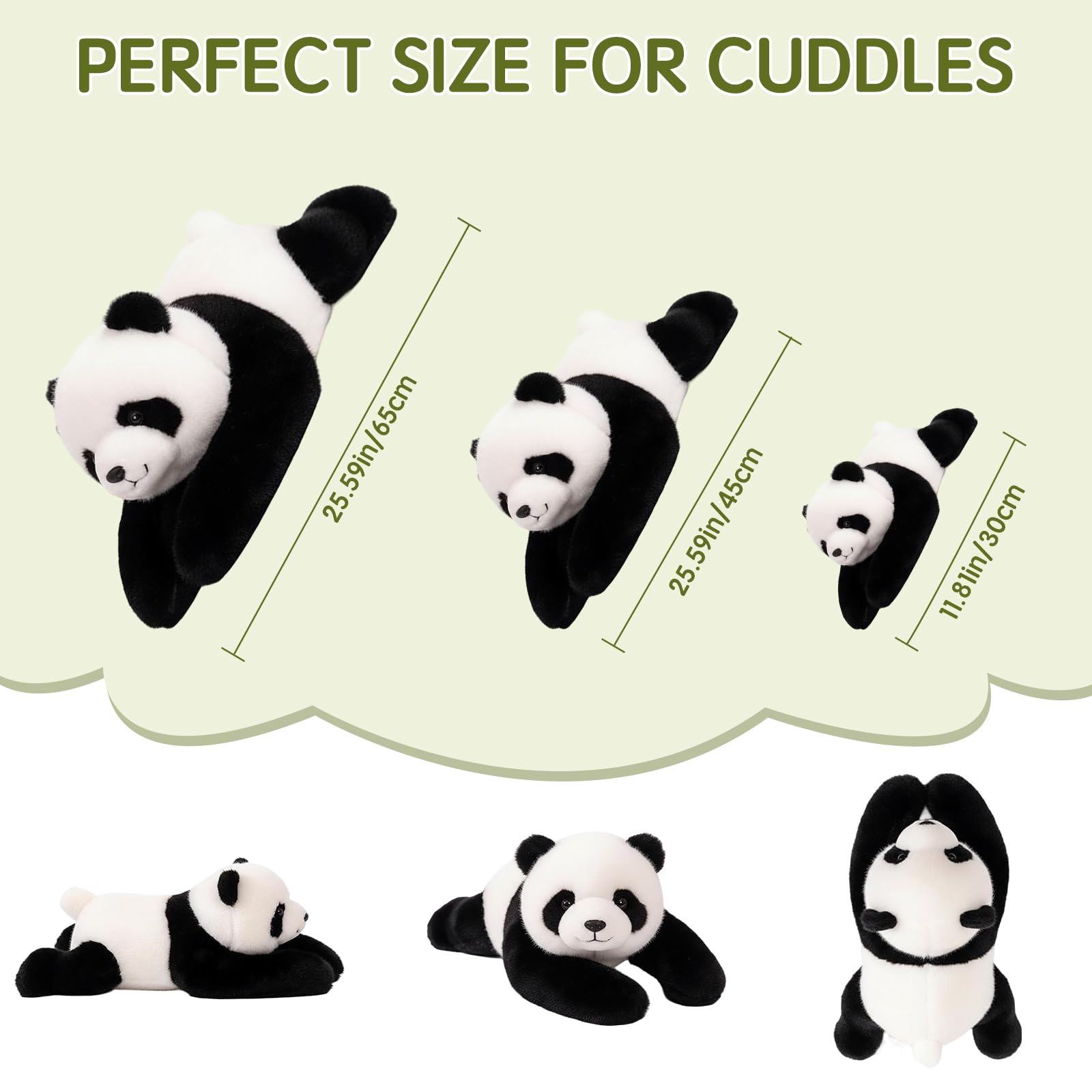 Weighted Plush Animals for Kids & Adults - Panda Teddy Bear Dinosaur Stuffed Toys, Hugging Pillow for Anxiety Relief & Sleep Support (Panda, 65cm) - 2
