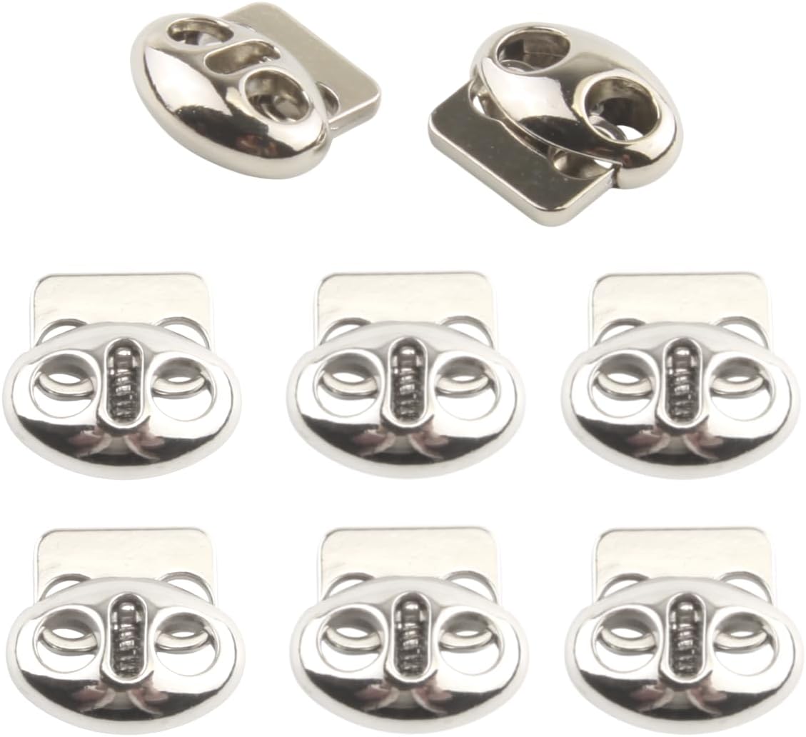 Metal Cord Locks Round Double Hole 17mm Fastener Slider Toggles for Drawstring Shoelaces Paracord Clothing Bag