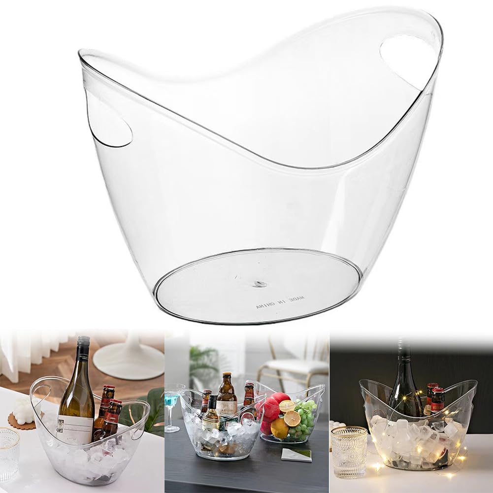 Seau à glace transparent de 3,5 L pour champagne et bière - Seau de conservation de glace pour fêtes, événements et bars à domicile