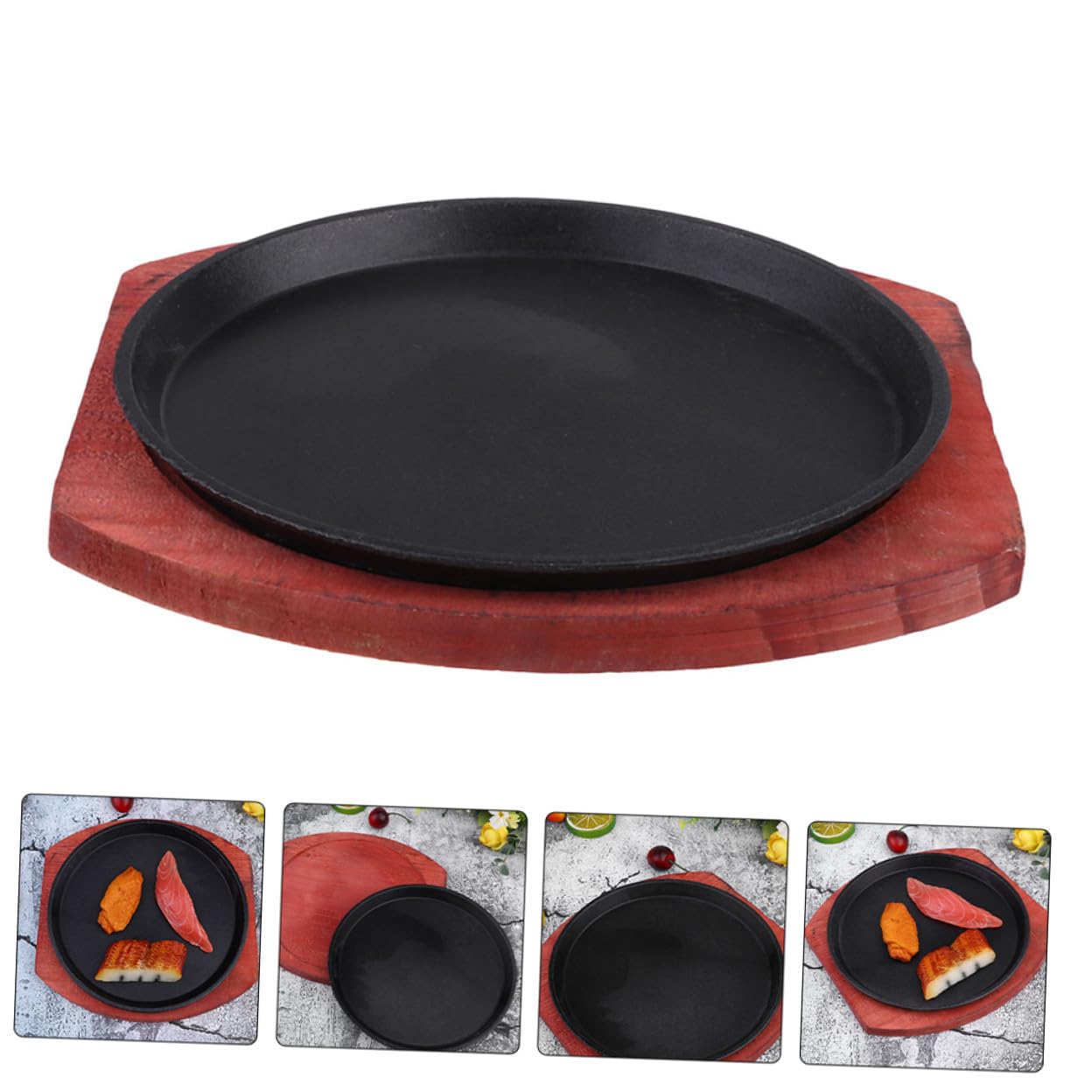 Gatuida Piastra Ghisa per Barbecue Piastra Riscaldante in Legno in Ghisa Spessa Design Rotondo Facile da Pulire Adatto per Cottura Induzione per Ristorante Domestico