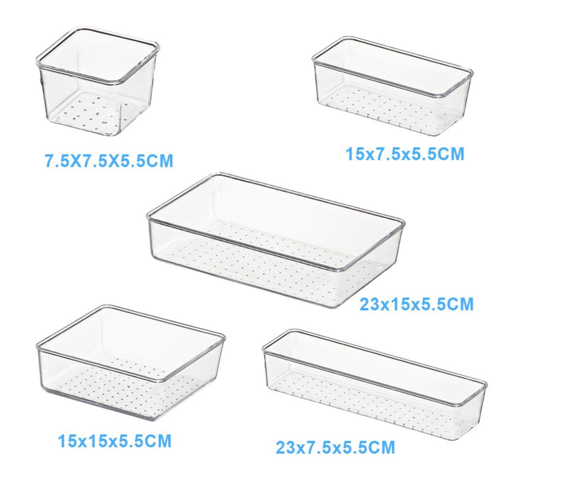 16 Stücke Schubladen Ordnungssystem, Organizer Ordnungssystem mit 5 Schublade Größen, Antirutsch Transparent Divider Make-up Organizer für Küche Badezimmer Kosmetik (Transparent)