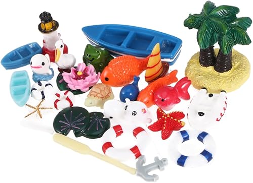 Miniatura 8 de ifundom 84 piezas de ornamento de resina oceánica para niños, mini decoración de jardín, juguetes de puerta, decoración al aire libre, decoración de