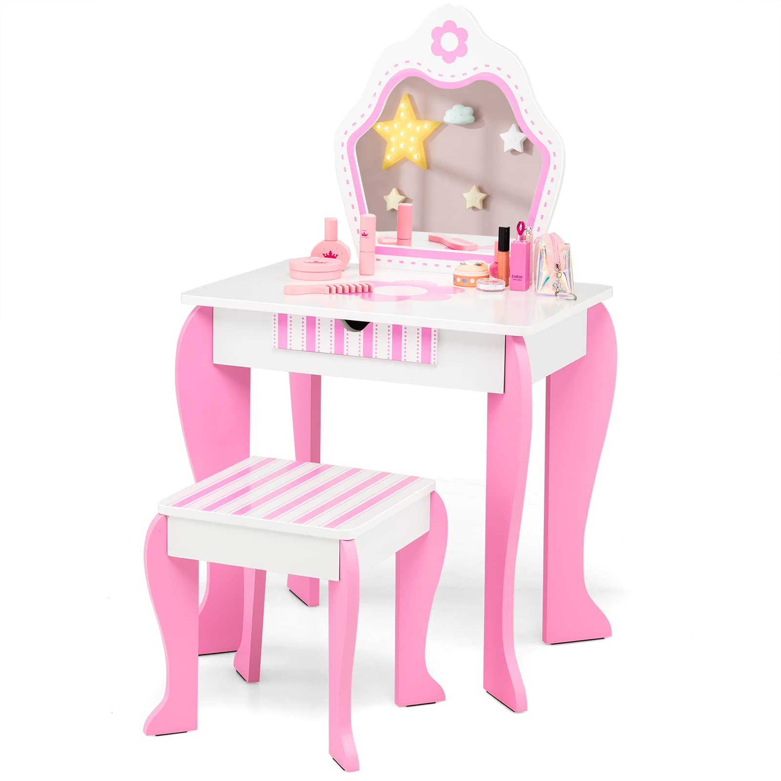 DREAMADE 2 en 1 Coiffeuse Enfants Fille en MDF avec