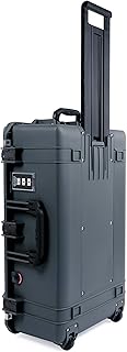 Pelican 1595 Case by ColorCase - Charcoal - Large Sized Waterproof Case with Pick & Pluck Foam & Convoluted Lid Foam - Black Handles & Latches