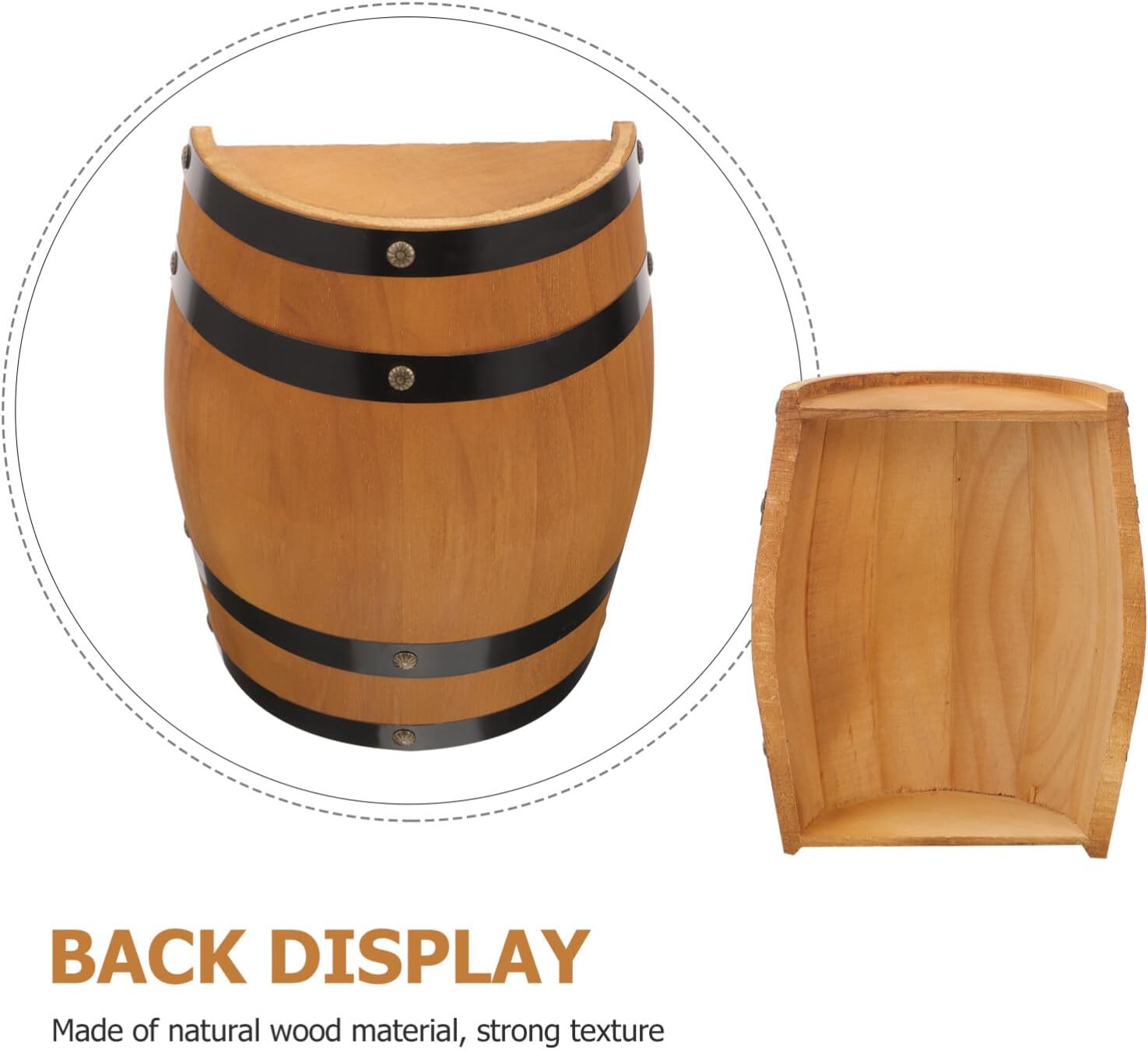 Yardwe Wood Wine Barrel Decor Wooden Half Wine Barrel Wall Art Retro Antique Beer Barrel Hanging Pendant Crafts for Bar Area Steampunk Theme Party Favor