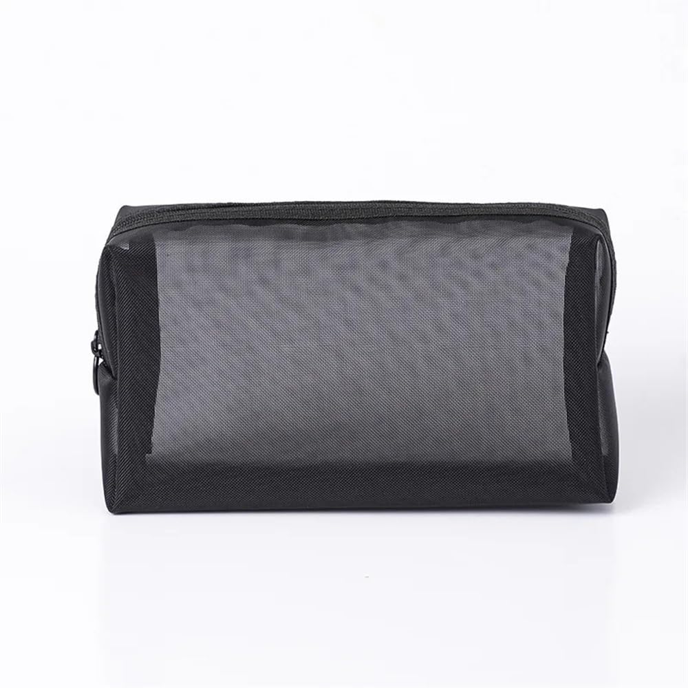 Bolsa de cosméticos de malla transparente con cremallera para mujer, organizador de moda, pequeño, grande, negro, bolsa de maquillaje