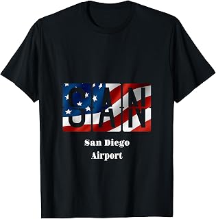 US Flag Airport San Diego Code Airplane Pilot Gift T-Shirt