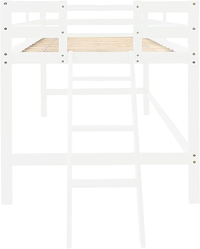 Miniatura 7 de Harper  Bright Designs Base de cama baja tipo loft cama tipo loft de madera para niños cama tipo loft que ahorra espacio con escalera para niñas y