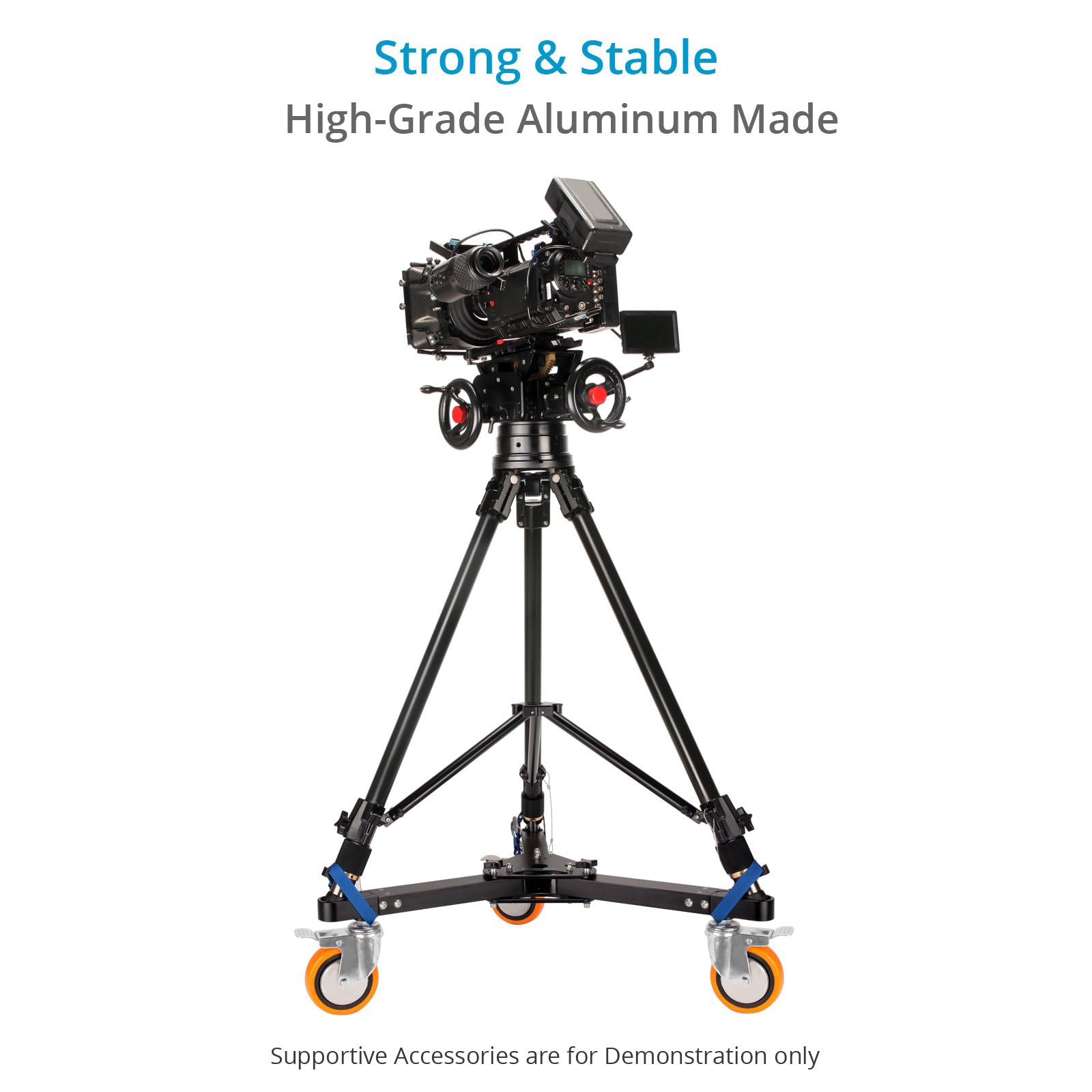PROAIM Anchor Aluminium-Stativ-Dolly für Jibs & Kräne, 500 kg | CNC-Aluminium-Dolly mit 6" PU-Rädern & Bremsen; klappbar für Transport, passt durch Standardtüren