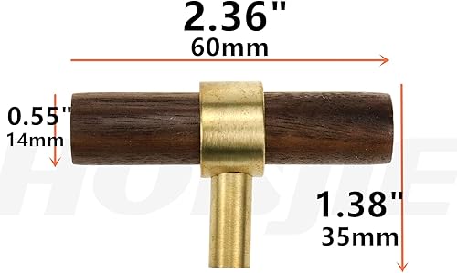 Miniatura 10 de Cajón de 5.51 pulgadas5.512 in de latón nogal para armario de cocina, manija de tirar, distancia de orificio ajustable con tornillo, 4 unidades