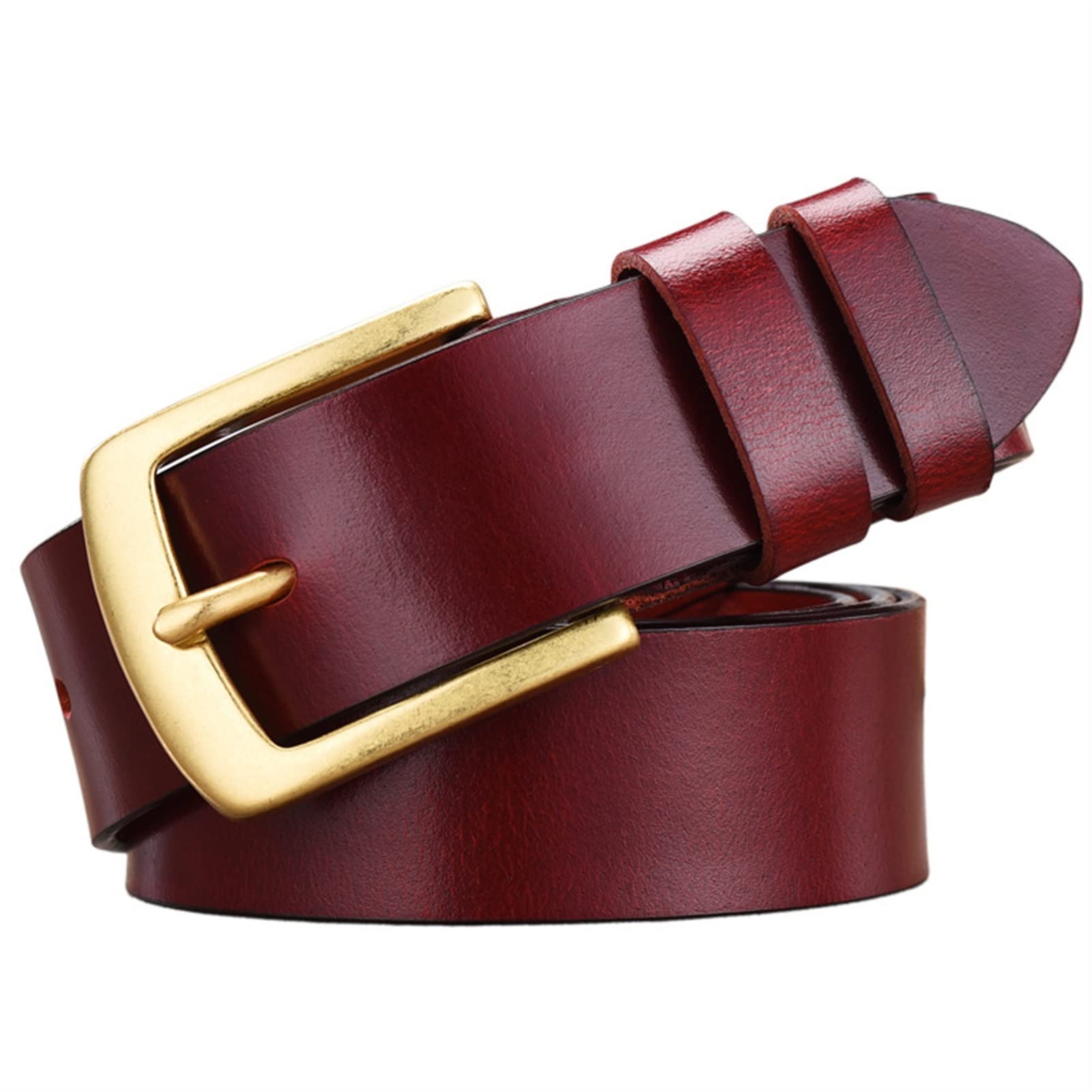 Cinturón ajustable de cuero genuino, Cinturón de cuero for hombre, capa superior de cuero, cinturón con hebilla, versátil, informal, ancho, hebilla antiarañazos, suave y flexible(Black,Length 115cm)