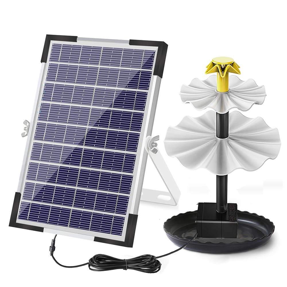 Pompa per Fontana Solare da 6 W con Design IP68, Opzioni di Tensione Versatile per l'acqua a Tre Livelli e 9 Teste Ugelli (BSV-SP006A)