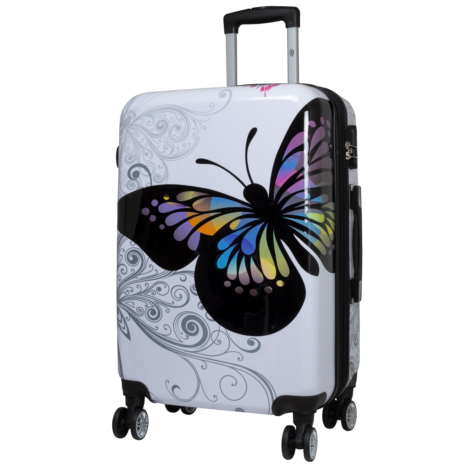 Koffer Hartschale mittelgroß 67 cm - Butterfly weiß