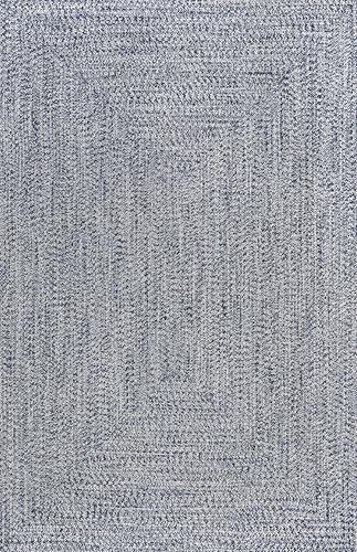 Image of nuLOOM Wynn Navy Solid Braided Indoor /Outdoor Area Rug, 6' x 9'