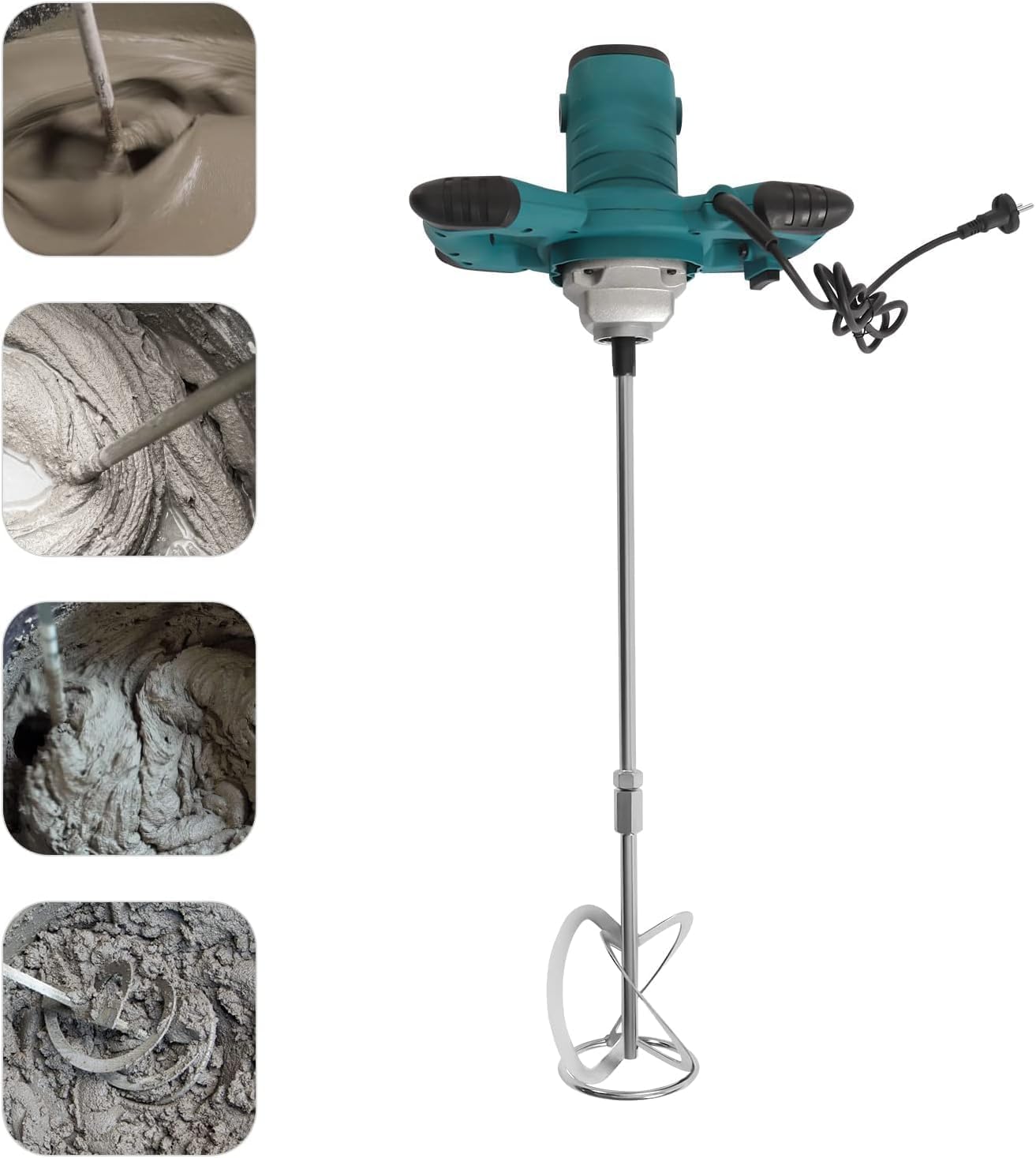 VAZY 24 Miscelatore Elettrico Professionale 1890W 220V – 6 Velocità – Mixer Cemento, Malta, Intonaco e Pittura – Asta Rinforzata Filettata a 2 Stadi con Frusta Tipo S – Anti Vibrazioni