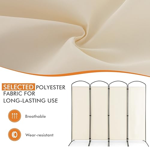 Miniatura 8 de Giantex Divisor de habitación plegable de 4 paneles de 6.2 pies, color blanco, pantalla de privacidad de tela plegable independiente de 87 pulgadas