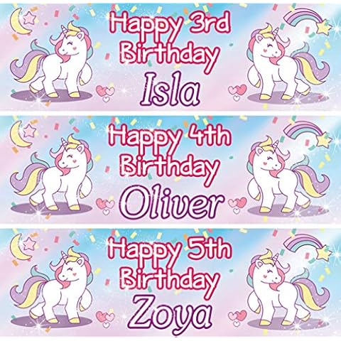 Personalised Unicorn Birthday Banners for Kids Cover