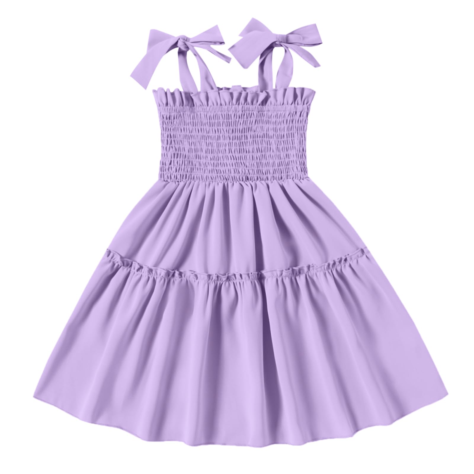 Neutocd Toddler Baby Girl Dress Ruffle Short Sleeve Elastic Solid Square Neck Flared Plain Casual Summer Dresses for Girls