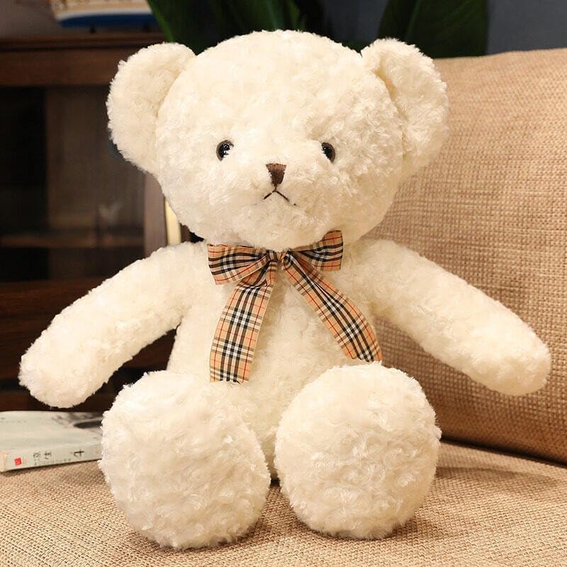 Schöne Teddybär Plüschtier Kinder besänftigen Puppe niedliche Fliege Bär Kissen Stofftier Puppe für Mädchen Geburtstagsgeschenk 80cm Weiß