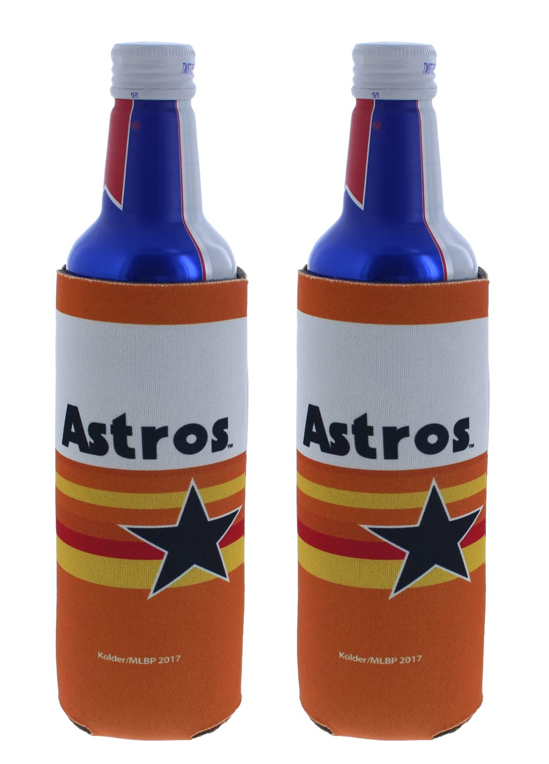 MLB Baseball Can Bottle Holder Insulator Beverage Cooler (Houston (Astros) - Vintage 16oz Aluminum Bottle 2-Pack)