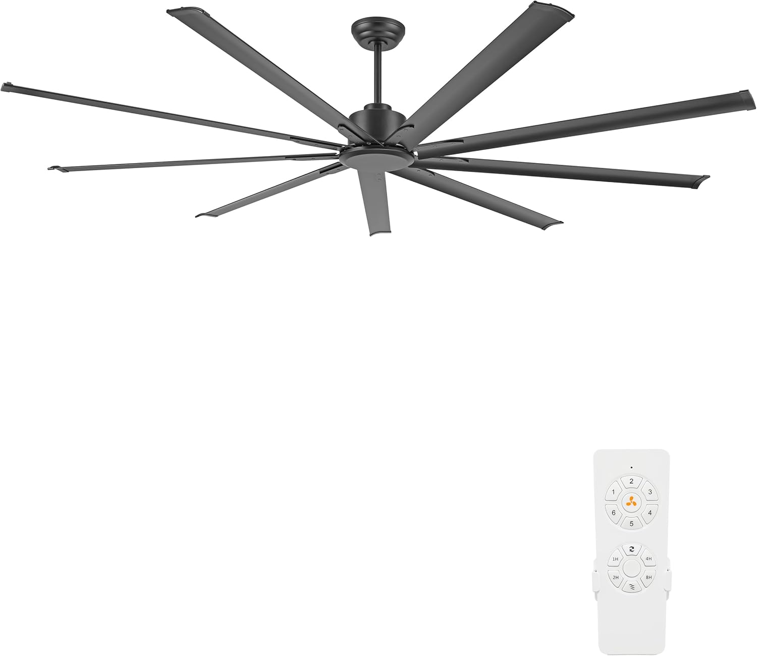 WINGBO Black Industrial Ceiling Fan No Light 120", 9 Aluminum Blades, 6 Speed Remote Control, Reversible DC Motor, for Home and Commercial Use, Living Room/Shop/Warehouse