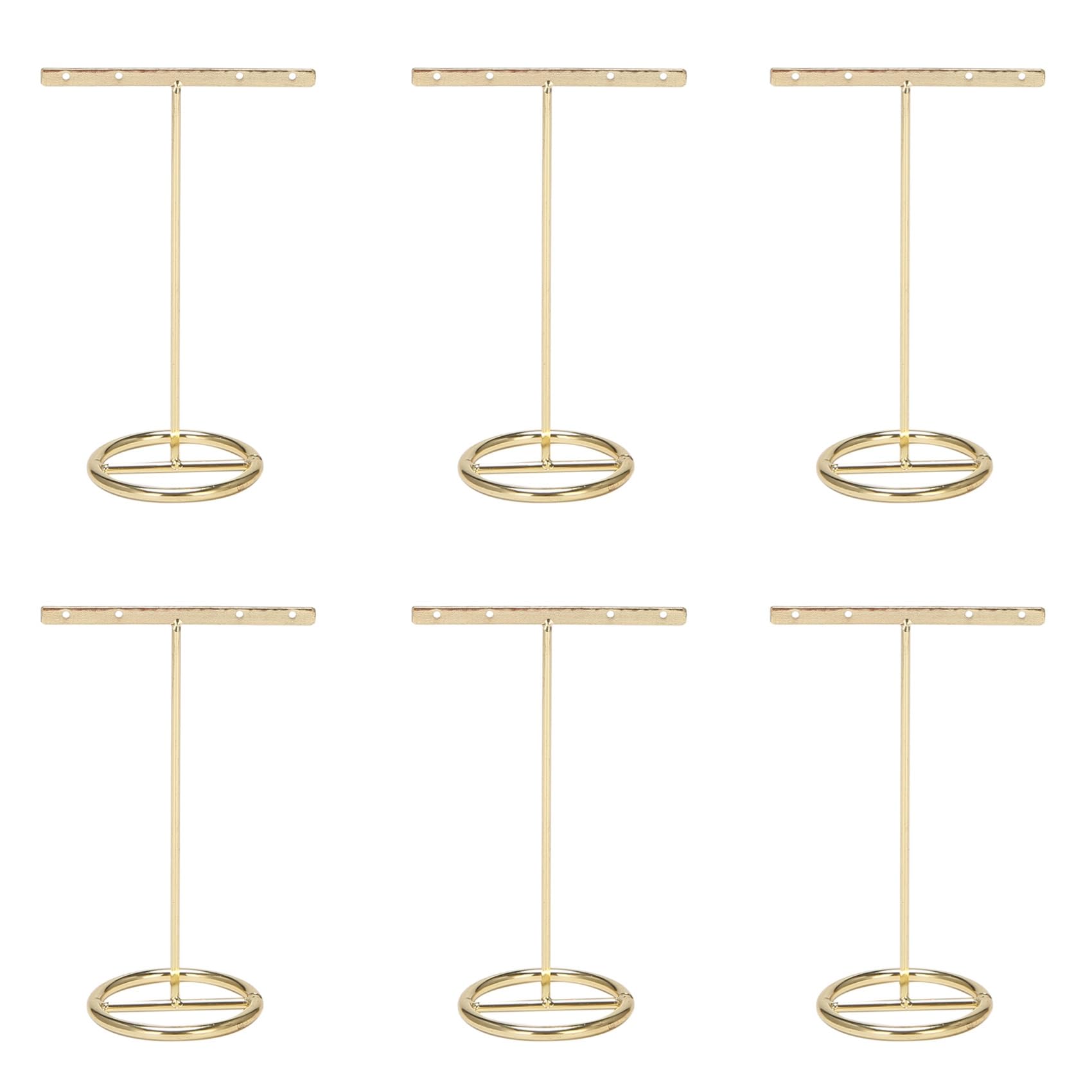 Hndhbfgrt 6X Earrings Display Stand Gold Earrings Display Rack T-Shape Earrings Showcase Golden Large