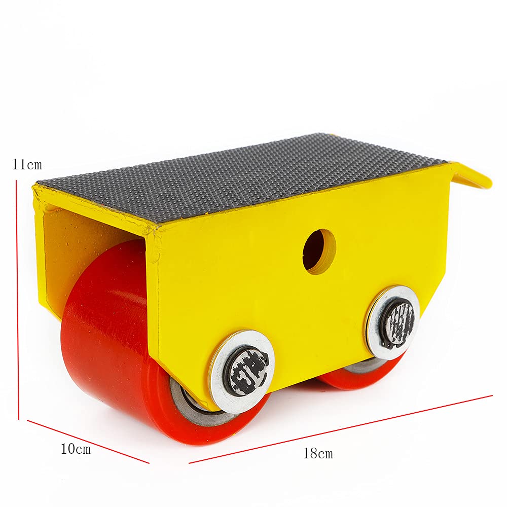 Máquina de mover con 2 rígidos, capacidad de carga de 2,5 t/5511 libras, máquina mover dolly, ayuda de transporte para dispositivos y muebles, muy portátil (amarillo)