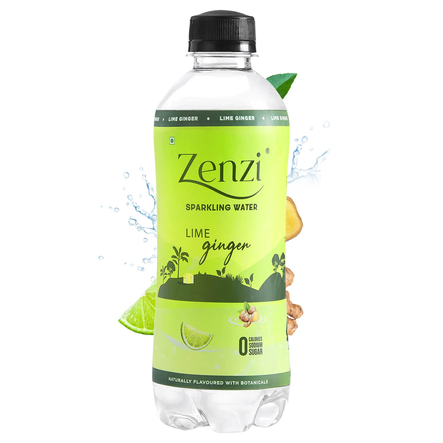 Zenzi Sparkling Water Lime Ginger Pack of 12 (350ml Each) 100