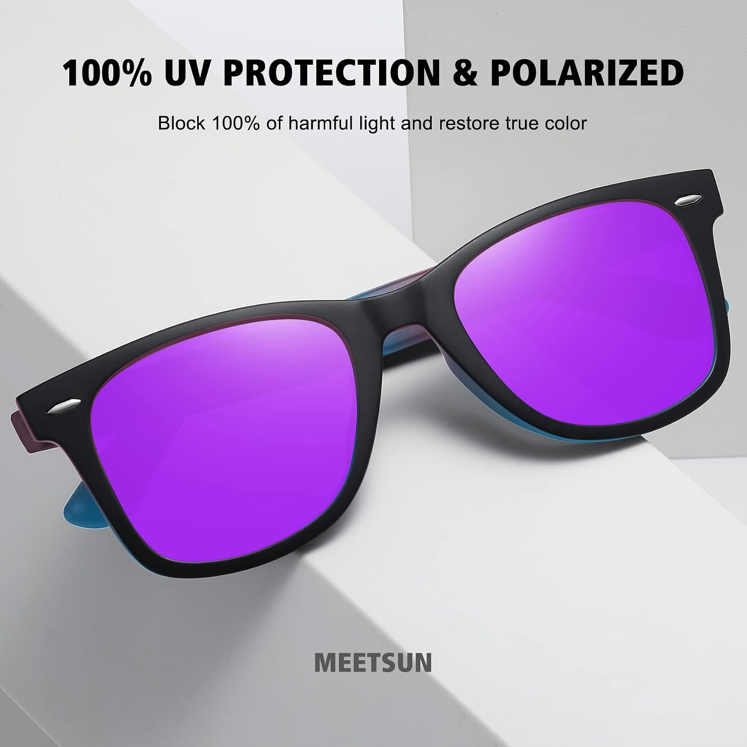 MEETSUN Retro Polarized Sunglasses for Women Men Classic Mirror Lens Driving Trendy Sun Glasses UV Protection (3 Pack) image 4