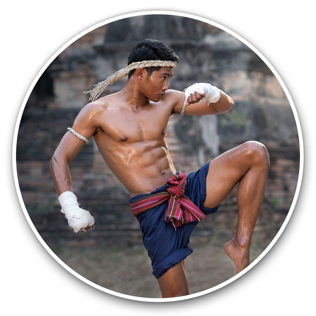 Destination Vinyl Ltd Muay Thai Boxing Fighter 21921 Vinyl Stickers (Set Of 2) 15Cm - Muay Thai Boxing Fighter Laptop Tablet Luggage Scrapbook #21921