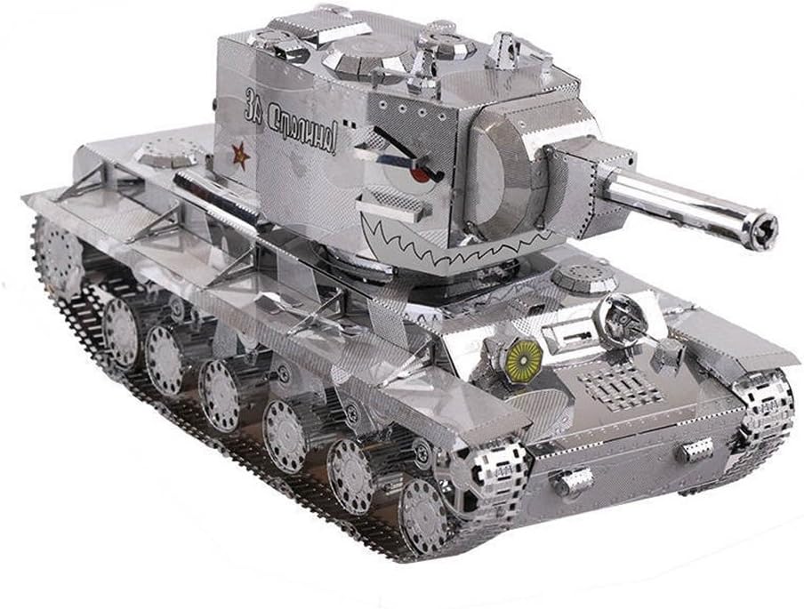 MU 3D Metal Puzzle World War II Russia KV-2 Tank Assemble Model Kits DIY 3D Laser Cut Jigsaw Toy YM-N022