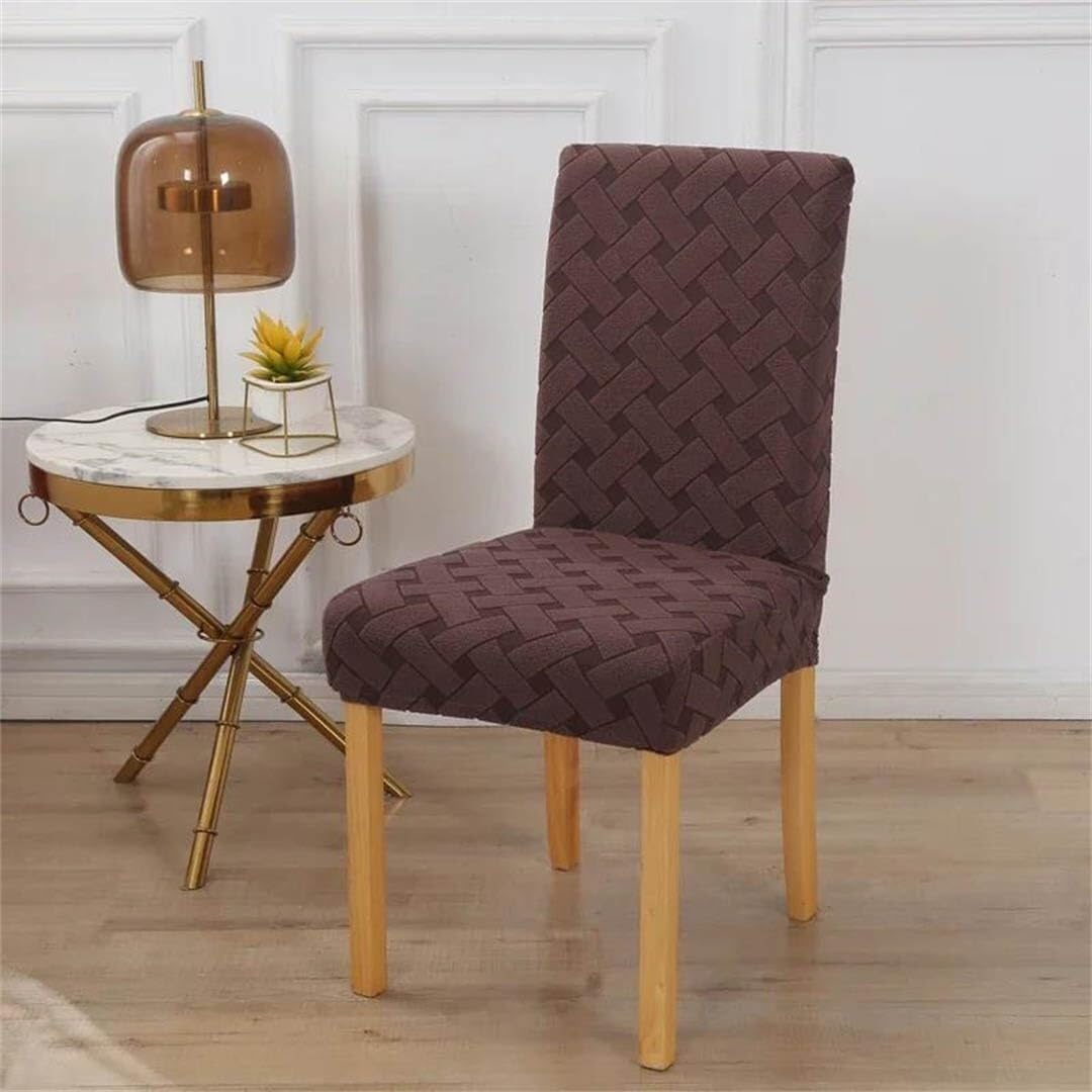 NMVAWIPT 4-Pack Textured Stretch Chair Covers, Machine Washable Dining Seat Protectors with Secure Elastic Fit for Home & Commercial Decor(8#)