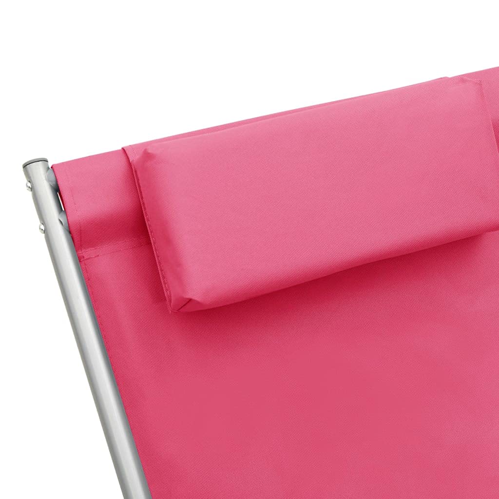 Strandliege Terassenmöbel Stuhl Outdoor Campingliege Schaukelstühle 2 STK. Stahl Rosa für Patio Strand Terrasse Pool