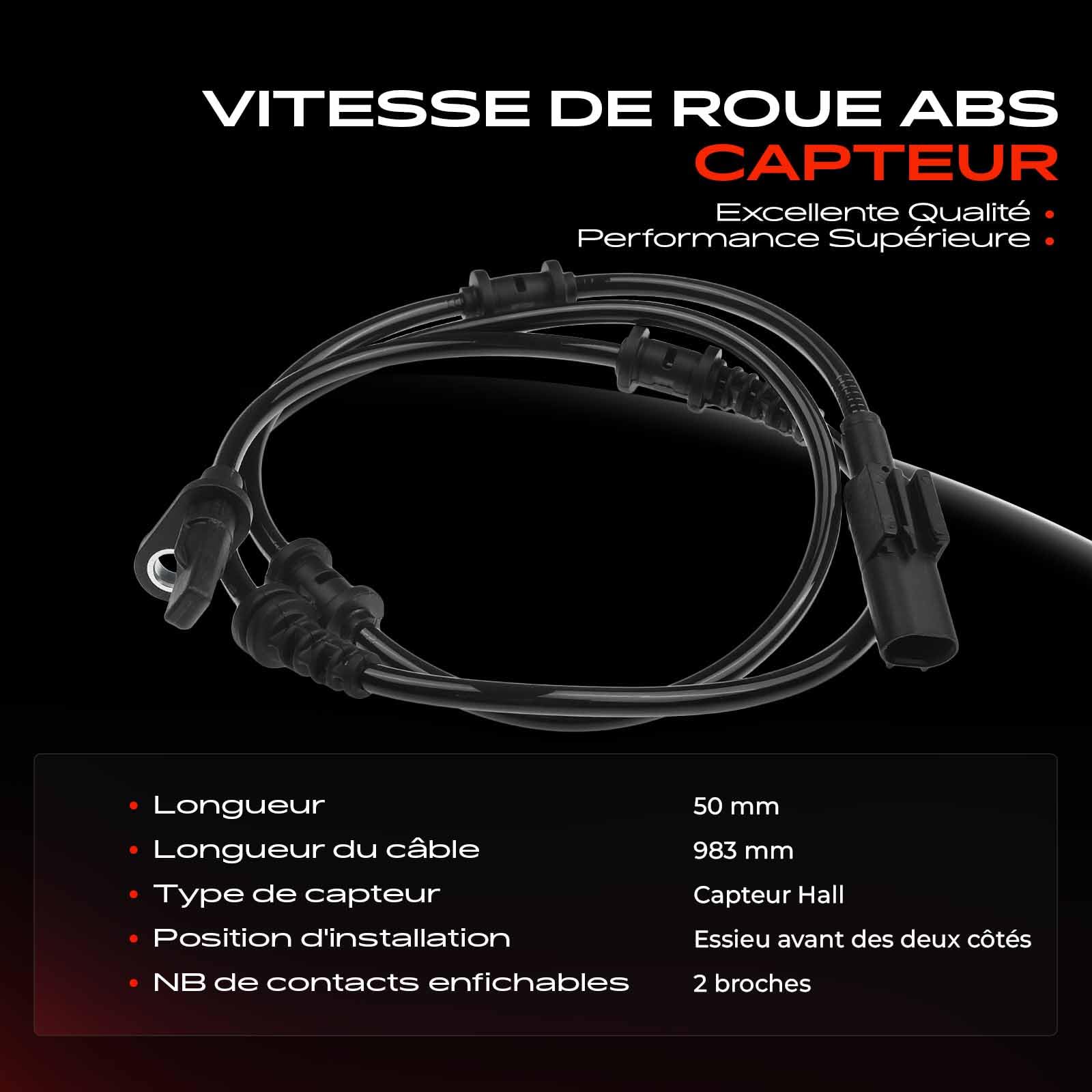 Frankberg Capteur ABS essieu avant V30720764 | Compatible avec: Classe B W245, Classe A W176, CLA Shooting Brake X117, CLA Coupé C117, Classe B W242 W246