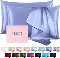 Vista 16 de Funda de almohada de seda para cabello y piel, de seda de morera, suave, transpirable, lisa de ambos lados, de seda natural, con cremallera, 1 Azul