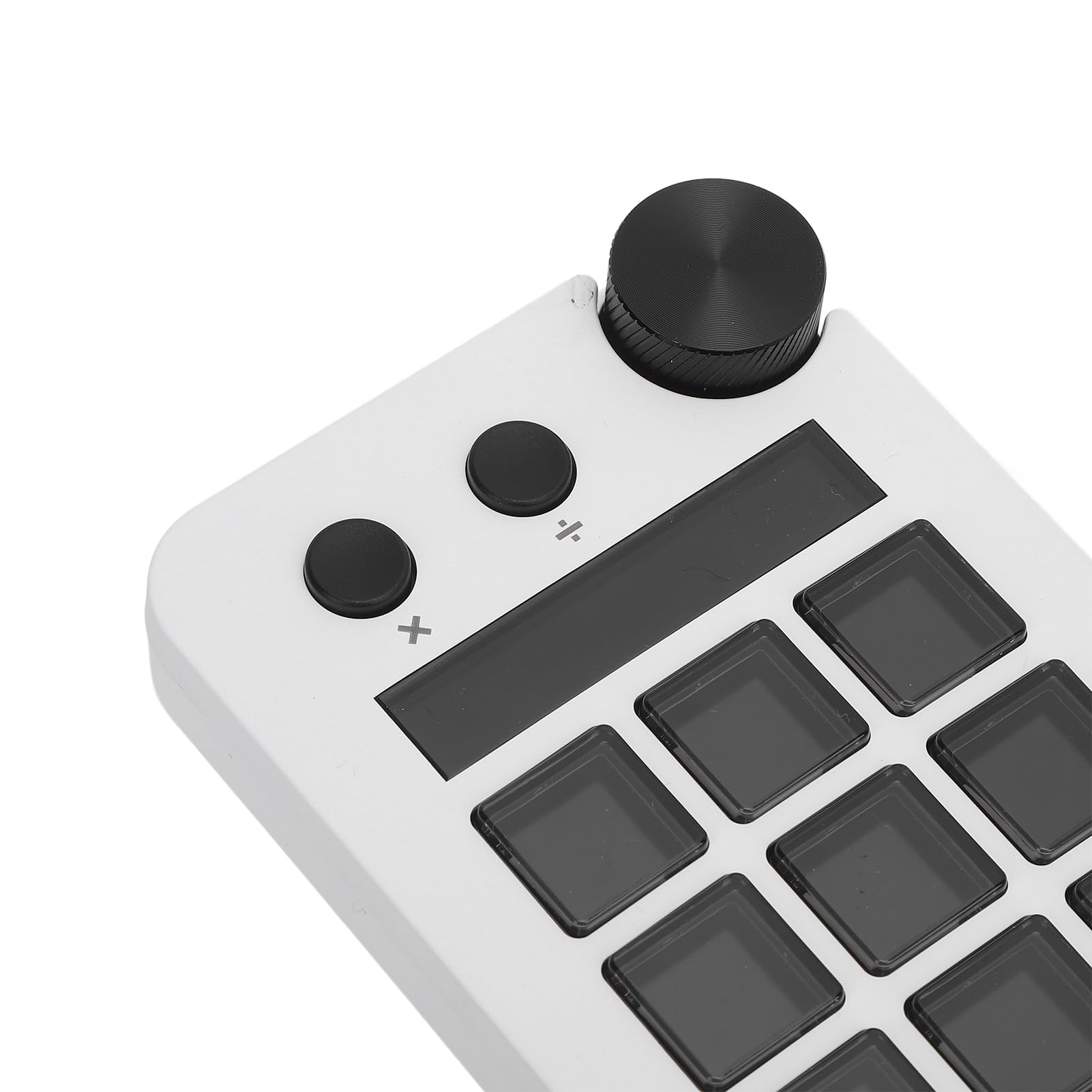 Controlador de Estudio con 15 Claves, Controlador de Transmisión con Perilla, Diseños Visuales Personalizables y Macros para Software de PC, Activando Acciones en Aplicaciones (BLACK) (WHITE)
