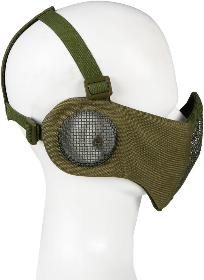 LEJUNJIE Tactical Collapsible Half Mask Protective Mesh Mask for Air Gun Paintball Hunting CS Belt Adjustable Mesh Mask : Sports & Outdoors