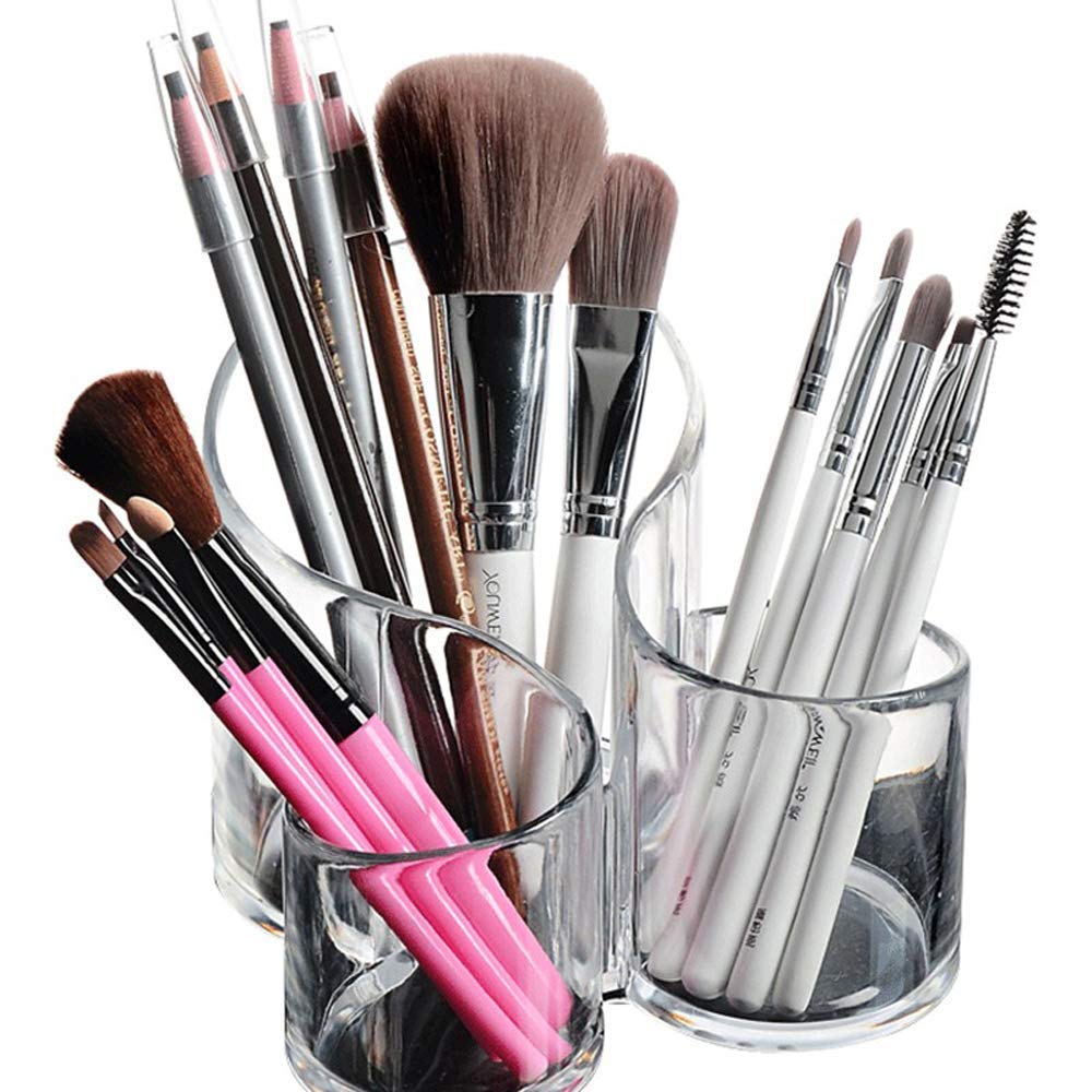Jaravik Acrylic Cosmetic Organizer Makeup Brush Holder Acrylic Makeup Brush Nail Polish Lipstick Eyeliner Comb Beauty Storage Desk Rake Stand Organizer Transparent, Cosmetics-image-10