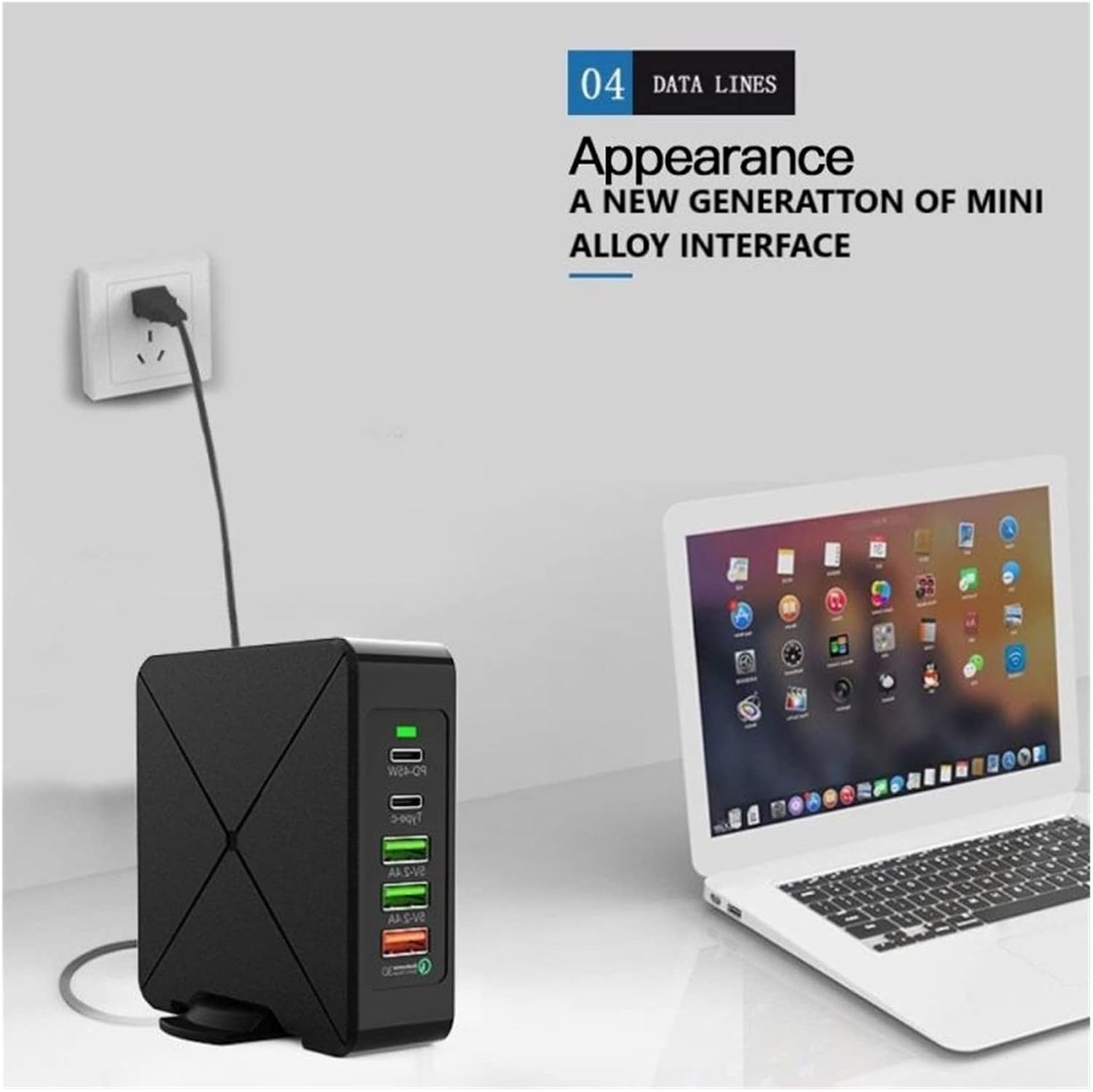45w 5 port usb fast charger hub usb charging station interface universal mobile phone home wireless charger size black us
