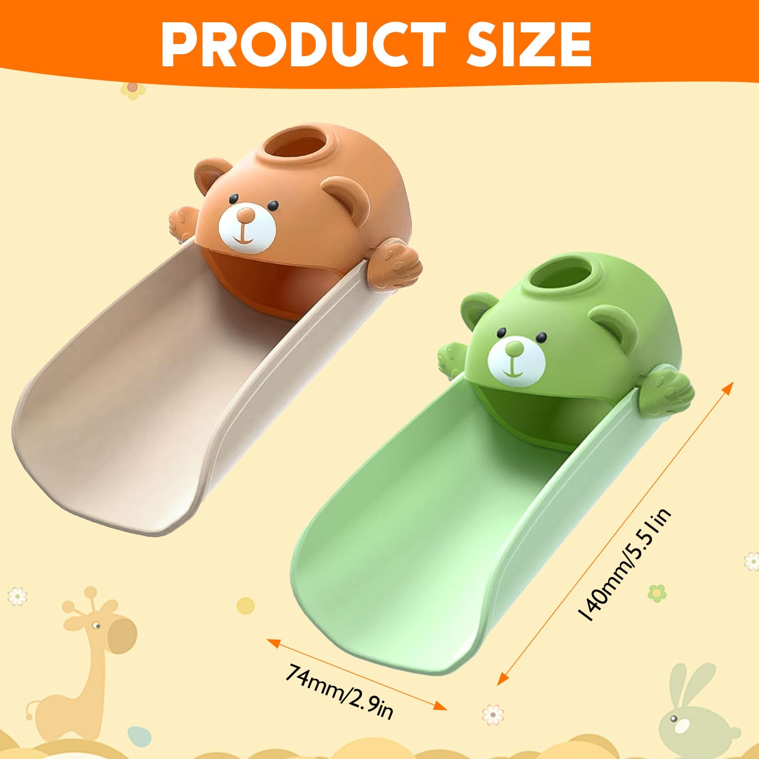 Extensión de grifo infantil, cambio de color con agua caliente con efecto sensor de temperatura, accesorio de silicona seguro para lavabo, asiento antideslizante para manos de niños (marrón + verde