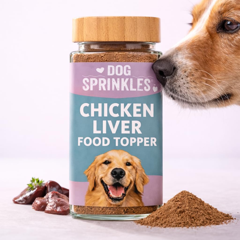 DogSprinkles Natural Chicken Liver Food Topper | Real Meat, Human-Grade | Includes Glass Sprinkler Jar | 80+ Servings