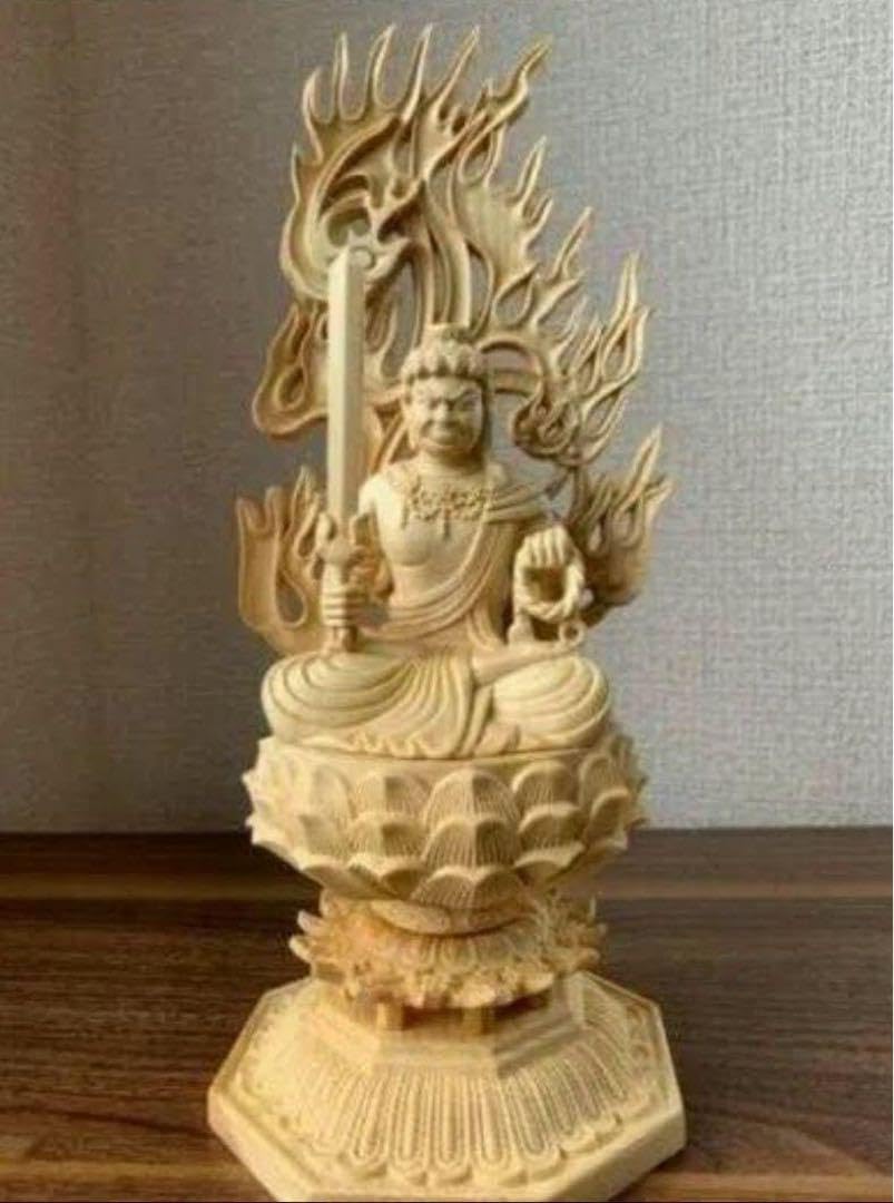 不動明王 不動明王像 栗田包教 木彫 彫刻 サイズ45×21cm 不動明王 不動明王像 栗田包教 木彫 彫刻 サイズ45×21cm