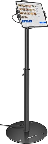 Miniatura 1 de AboveTEK Soporte de piso para quiosco para iPad  Soporte de piso para tableta POS ajustable en altura, soporte giratorio de 360 con bloqueo