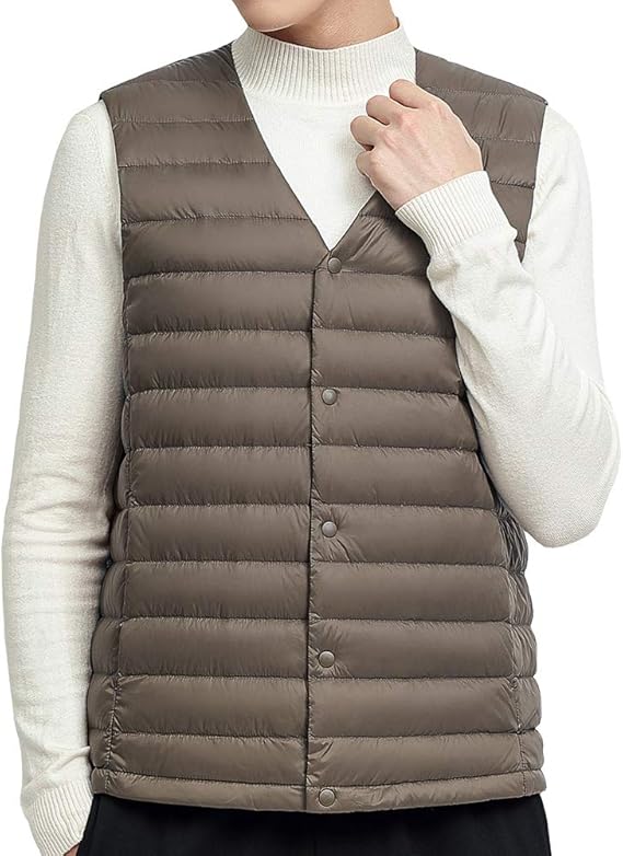 Amazon ダウンベスト メンズ 襟の形が変更可能です V首 丸首 ナイロン 無地 ダウン ベスト 暖かい 防寒 防風 軽量 秋冬 ベスト 通販